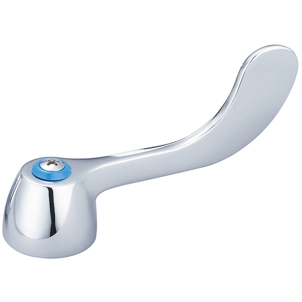 Central Brass Wrist Handle (4") With Blue Index Ring And Screw-Cold, Polished Chrome G-4147-C - main